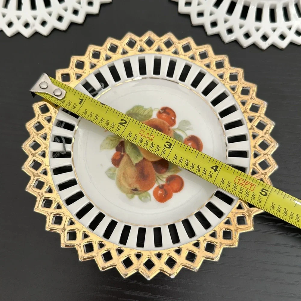 🌹 German 5” Vintage Gold Guild Edge Fruit Plates Set of 3